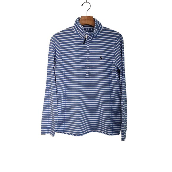 Vineyard Vines Sankaty 1/4 Zip Pullover Performance Blue White Stripe Size Small - Picture 1 of 10